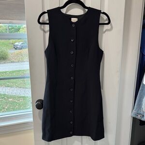 Aritzia Black Button-Front Mini Dress